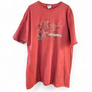 Vintage Harley Davidson tee shirt, XL-2XL, orange, Moto graphic